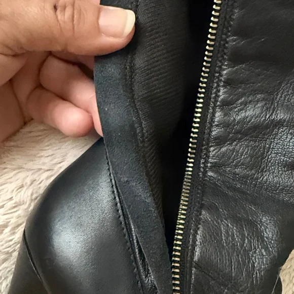 Jessica Simpson Black Heeled Boots with Fur Trim - Picture 5 of 9